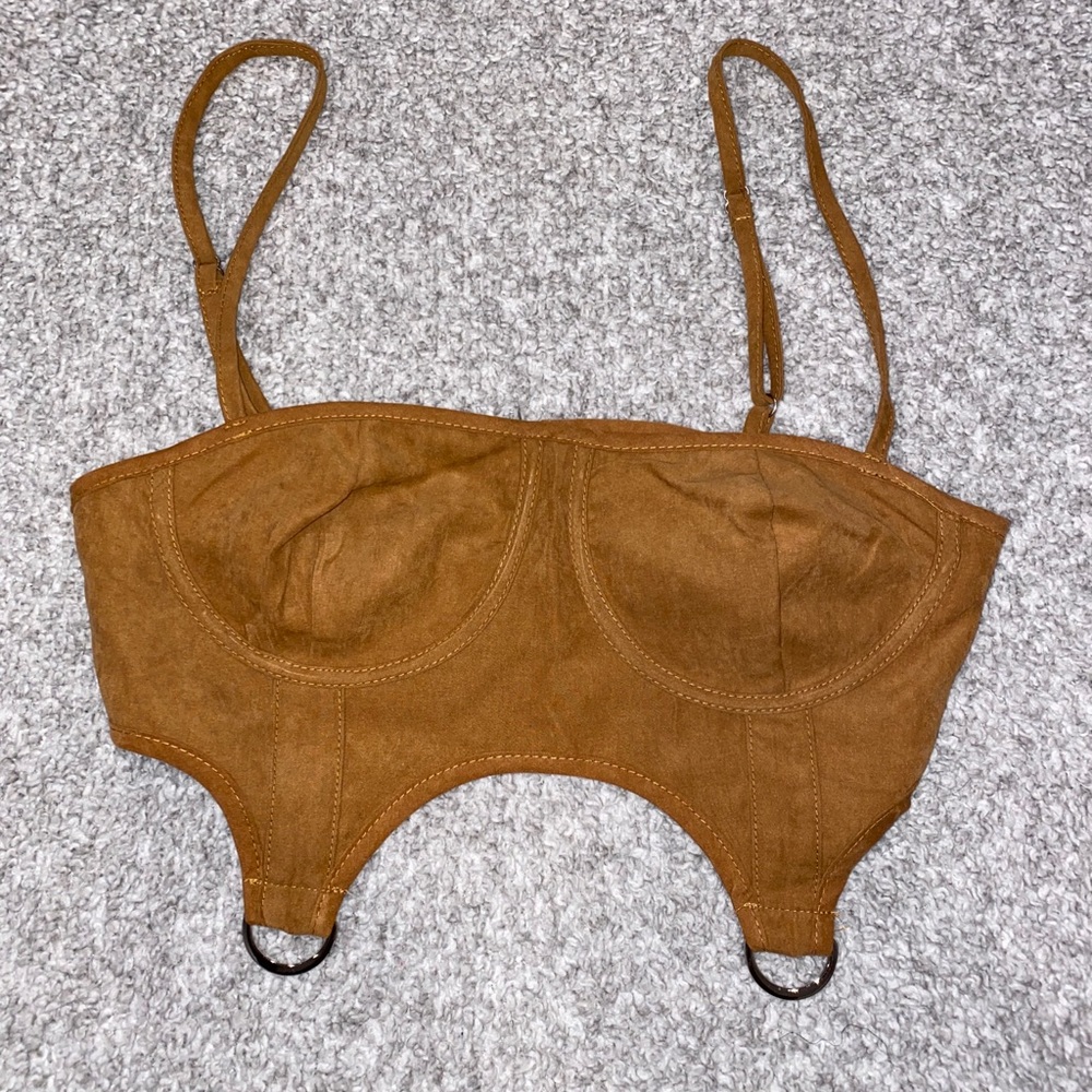 Rust Feux Suede Crop Top